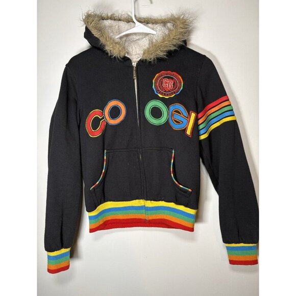 COOGI Tops - COOJI Vintage Y2K 90s Fur Lined Hoodie Sweatshirt Jacket Small
